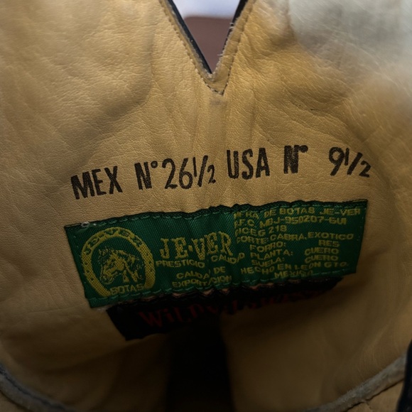 Je-Ver Cowboy Boots Men's 9.5 Leather Embroidered Western Pointed Navy Boots - Picture 14 of 16